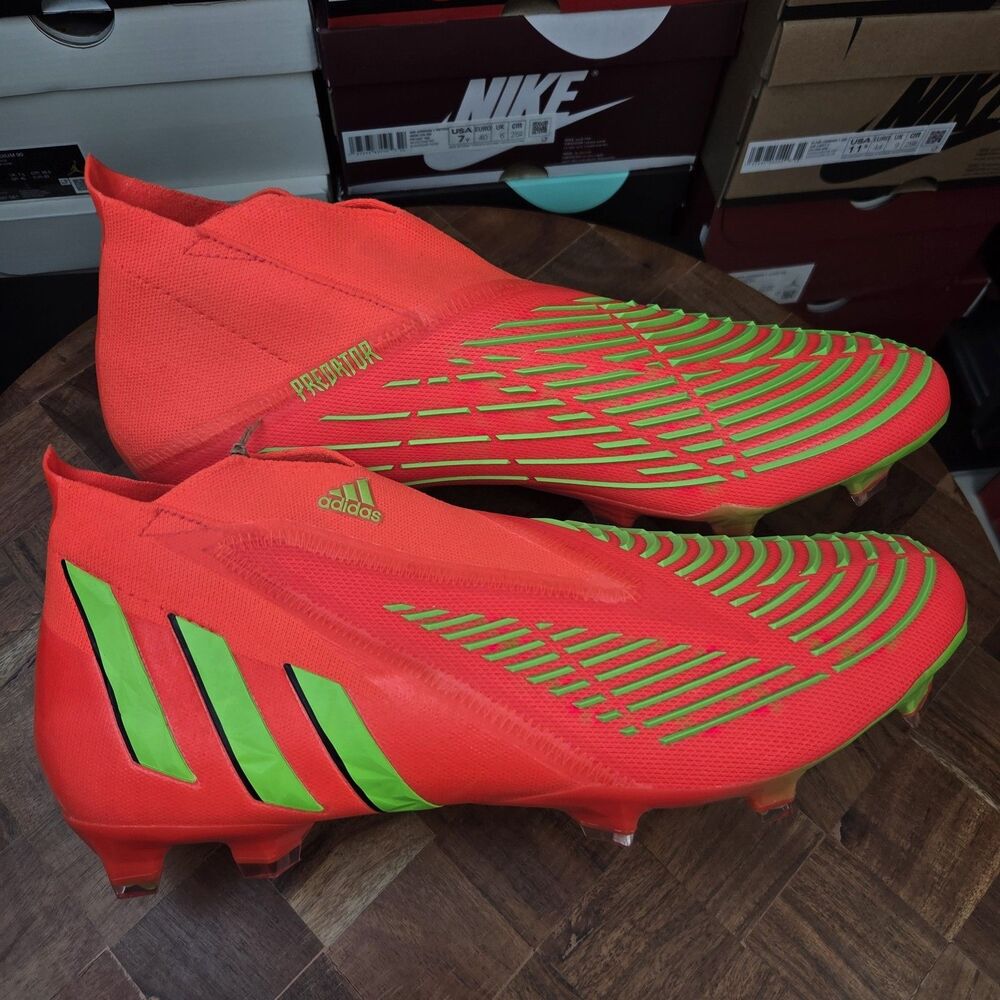 Adidas Predator Edge+ FG  Soccer Cleats Solar Red Green GW1039 Men’s Size 10.5